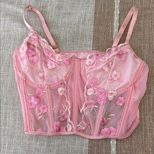 Amazon Pink Floral Lace Blouse